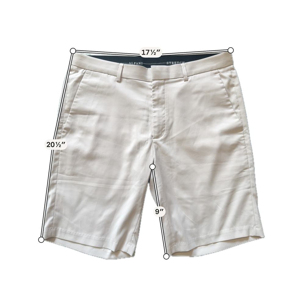 Alfani Mens Performance Stretch Shorts Off White Stone Size 32 Golf Casual Flat
